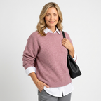 Women’s Oversized Knit Jumper – Crew Neck Long Sleeve Sweater