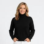 Women’s Mock Neck Knit Jumper – Ribbed Collar Long Sleeve Sweater
