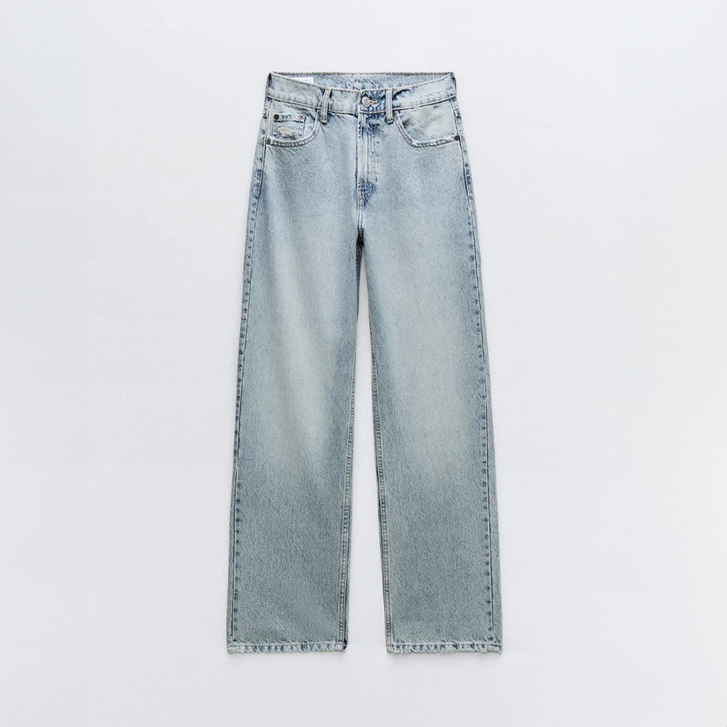 Women’s High Waisted Straight Leg Jeans – Relaxed Fit Denim Trousers