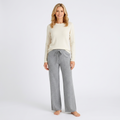 Women’s Ribbed Knit Wide Leg Trousers – High Waist Lounge Pants