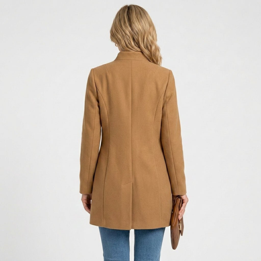 Women’s A Line Coat – Button Front Long Jacket