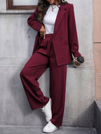 Women's Two-Piece Blazer and Straight-Leg Trouser Suit Set