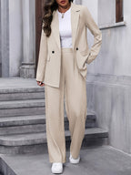 Women's Two-Piece Blazer and Straight-Leg Trouser Suit Set