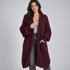 Women's Chunky Knit Longline Open-Front Cardigan