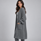 Women's Chunky Knit Longline Open-Front Cardigan