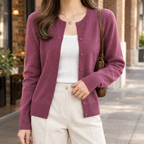 Women’s Classic Fine Knit Crew Neck Button Cardigan