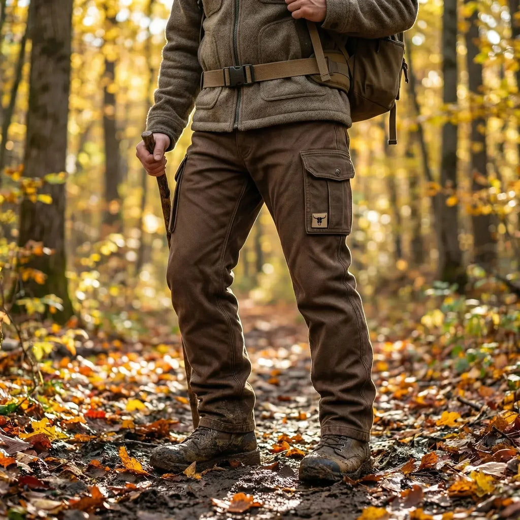 Men's Vintage Straight-Leg Cargo Trousers with Flap Pockets