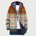 Men's Fleece Lined Hooded Zip Cardigan with Southwestern Print