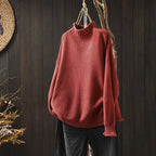 Women's Relaxed Textured Knit Mock Neck Sweater