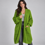 Women's Chunky Knit Longline Open-Front Cardigan