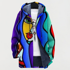 Men's Fleece Lined Hooded Zip Cardigan with Southwestern Print