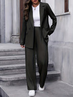 Women's Two-Piece Blazer and Straight-Leg Trouser Suit Set