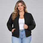 Women's Lightweight Bomber Jacket with Utility Sleeve Pocket