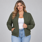 Women's Lightweight Bomber Jacket with Utility Sleeve Pocket