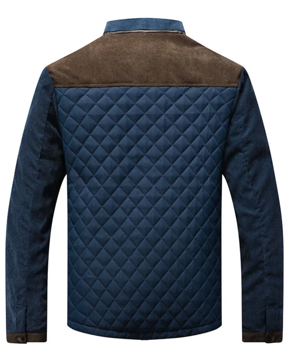 Men's Diamond Quilted Jacket with Corduroy Sleeves