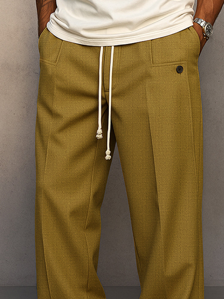 Men's Relaxed Wide-Leg Drawstring Trousers