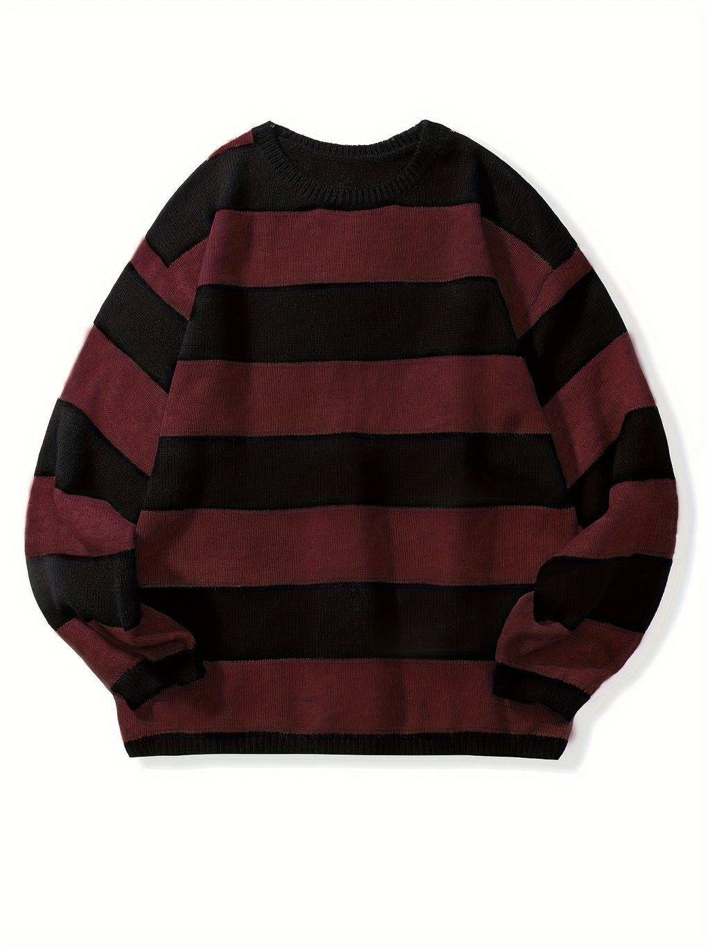 Men's Oversized Wide Stripe Crew Neck Knit Sweater