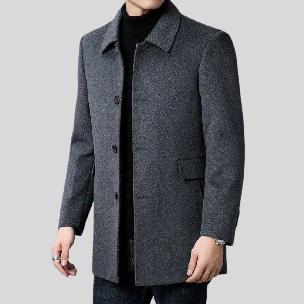 Men's Single-Breasted Tailored Overcoat