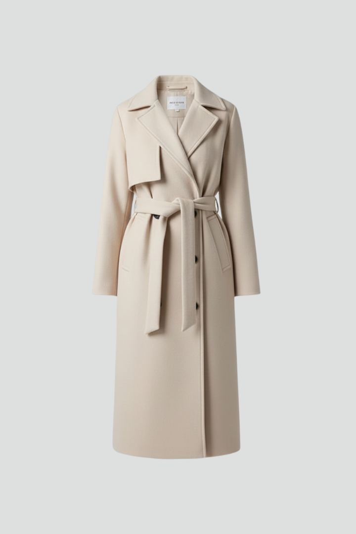 Women's Belted Double-Breasted Longline Trench Coat