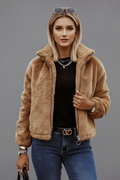 Women's Teddy Fleece Zip-Up Jacket with High Collar
