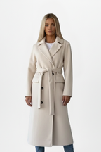 Women's Belted Double-Breasted Longline Trench Coat