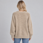 Women's Oversized Fluffy Knit Raglan Crew Neck Sweater