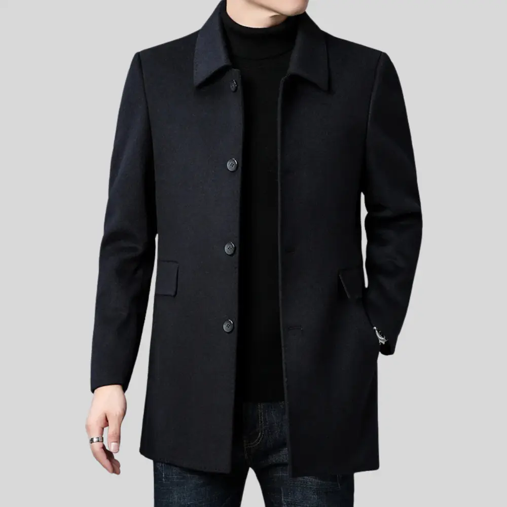 Men's Single-Breasted Tailored Overcoat
