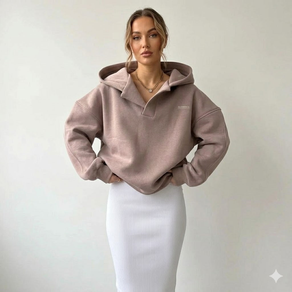 Women's Oversized V-Neck Hoodie