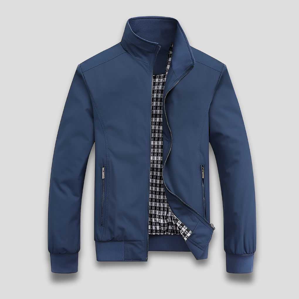 Men's Lightweight Stand Collar Zip-Up Bomber Jacket