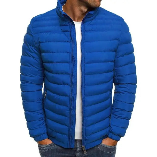 Men's Lightweight Quilted Puffer Jacket with Stand Collar