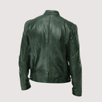 Men's Faux Leather Café Racer Jacket with Zip Pockets