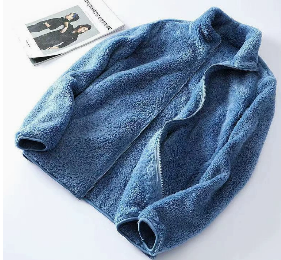 Women's Fluffy Plush Fleece Zip-Up Jacket with Stand Collar