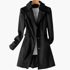 Women's Single-Breasted Fitted Trench Coat with Notch Lapel