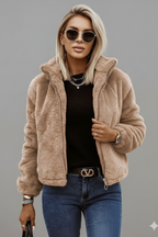 Women's Teddy Fleece Zip-Up Jacket with High Collar