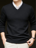 Men's Classic Fine Knit V-Neck Sweater