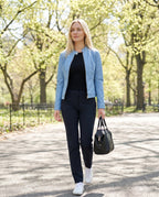 Women's Faux Leather Racer Jacket with Snap Collar