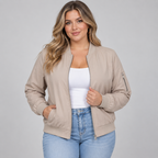 Women's Lightweight Bomber Jacket with Utility Sleeve Pocket