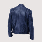 Men's Faux Leather Café Racer Jacket with Zip Pockets