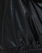 Women's Oversized Faux Leather Bomber Jacket
