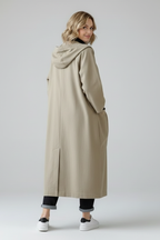 Women's Oversized Hooded Cocoon Coat with Pleated Pockets