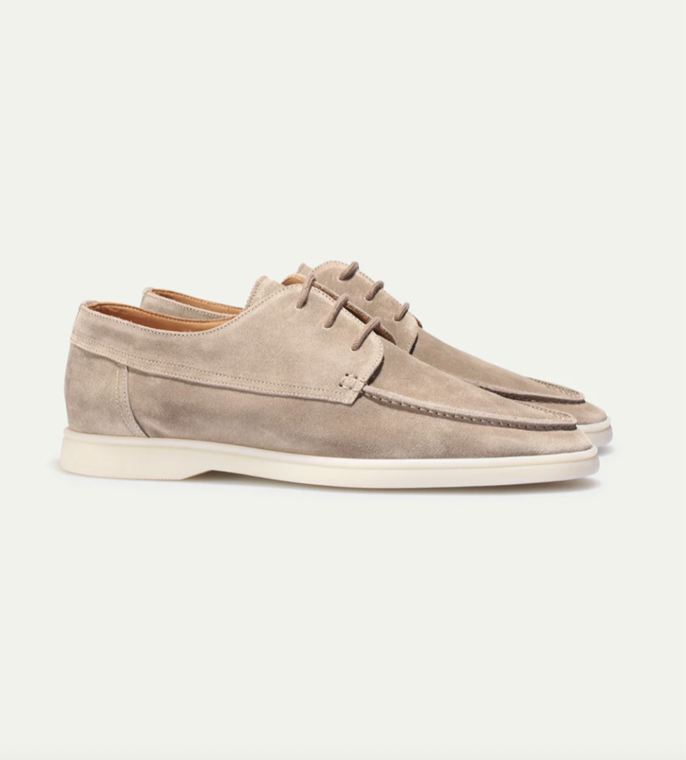Men's Faux Suede Lace-Up Moc Toe Deck Shoes