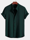 Men's Textured Short Sleeve Mandarin Collar Shirt