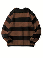 Men's Oversized Wide Stripe Crew Neck Knit Sweater