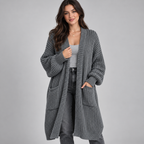 Women's Chunky Knit Longline Open-Front Cardigan