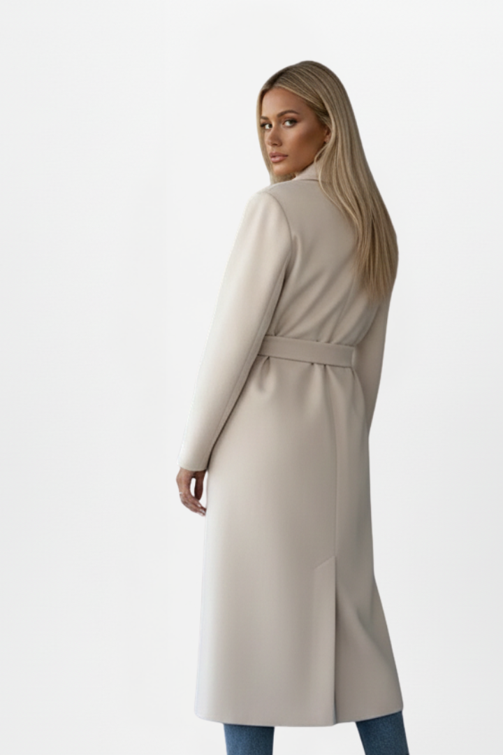 Women's Belted Double-Breasted Longline Trench Coat