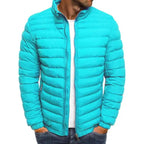Men's Lightweight Quilted Puffer Jacket with Stand Collar