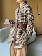 Women's Houndstooth Longline Blazer
