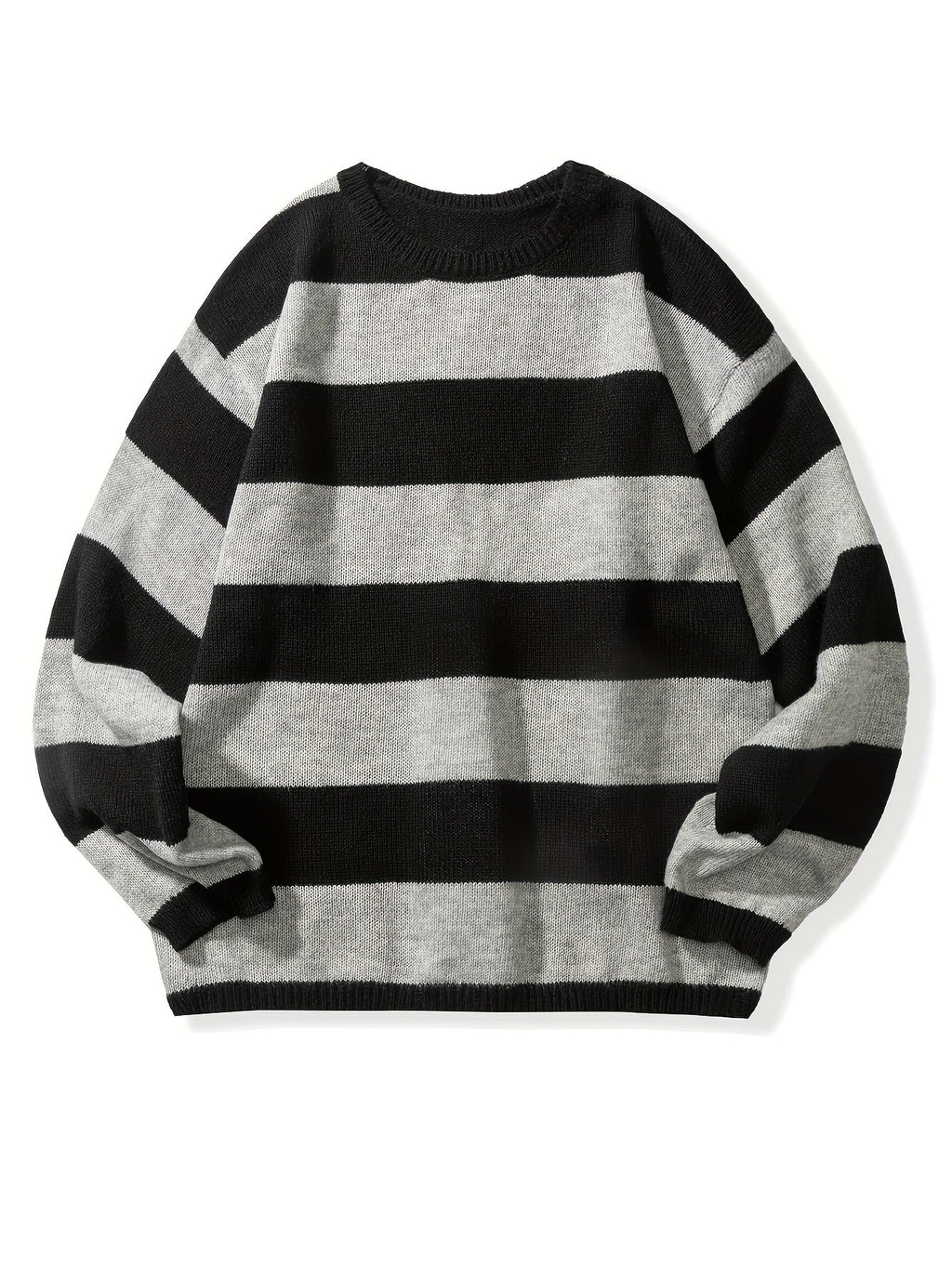 Men's Oversized Wide Stripe Crew Neck Knit Sweater