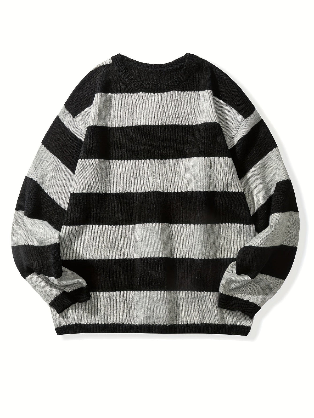 Men's Oversized Wide Stripe Crew Neck Knit Sweater