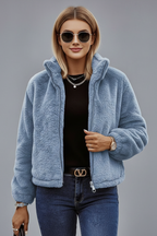 Women's Teddy Fleece Zip-Up Jacket with High Collar